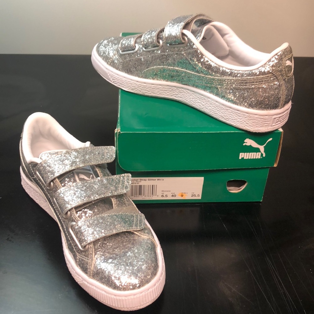 PUMA Silver Glitter Size 9